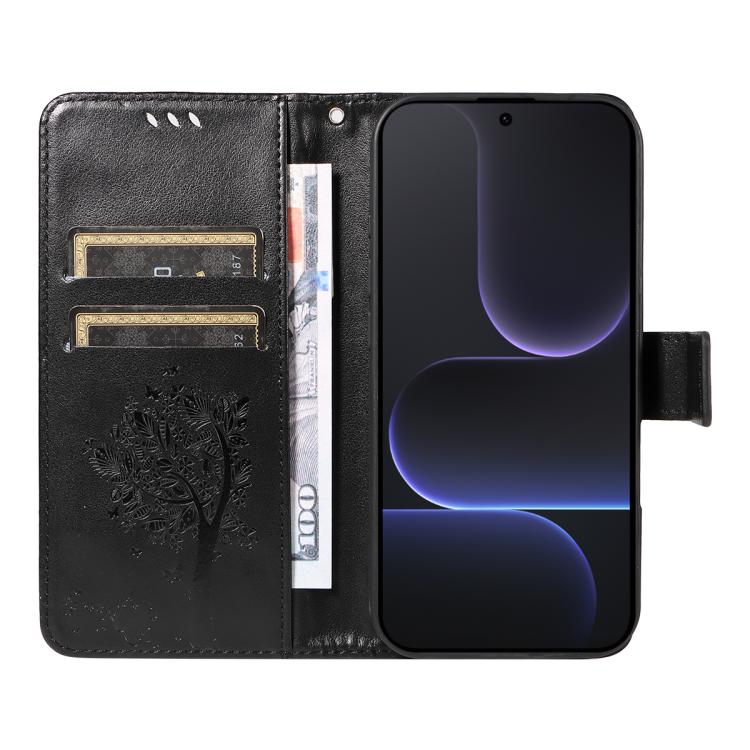 For Honor 500 Global/500 Pro Global 155.8 Tree & Cat Embossed Pattern Flip Leather Phone Case