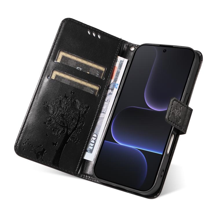 For Honor 500 Global/500 Pro Global 155.8 Tree & Cat Embossed Pattern Flip Leather Phone Case