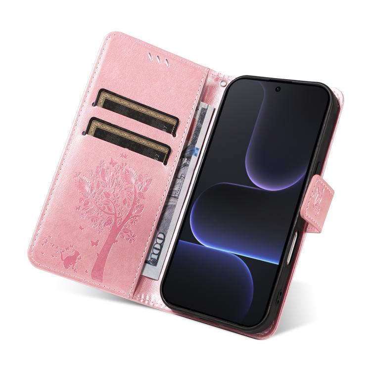 For Honor 500 Global/500 Pro Global 155.8 Tree & Cat Embossed Pattern Flip Leather Phone Case