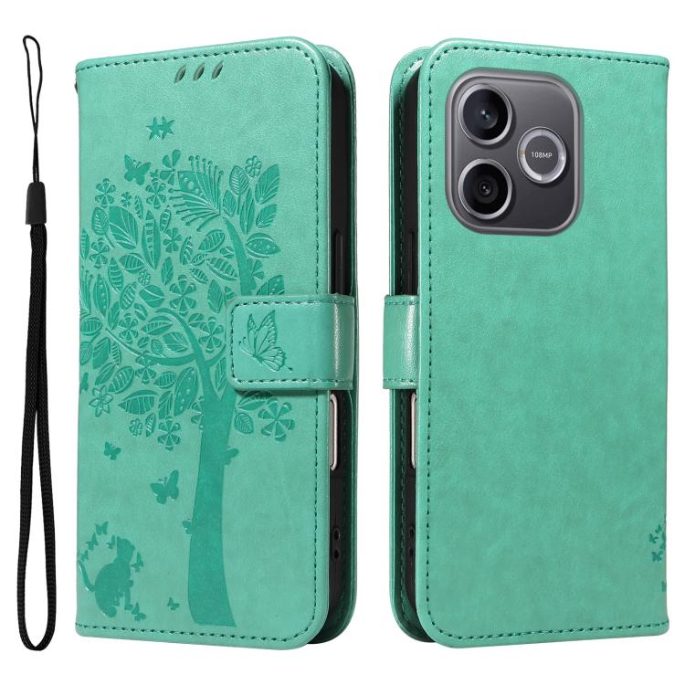 For Honor 600 Lite Global Tree & Cat Embossed Pattern Flip Leather Phone Case