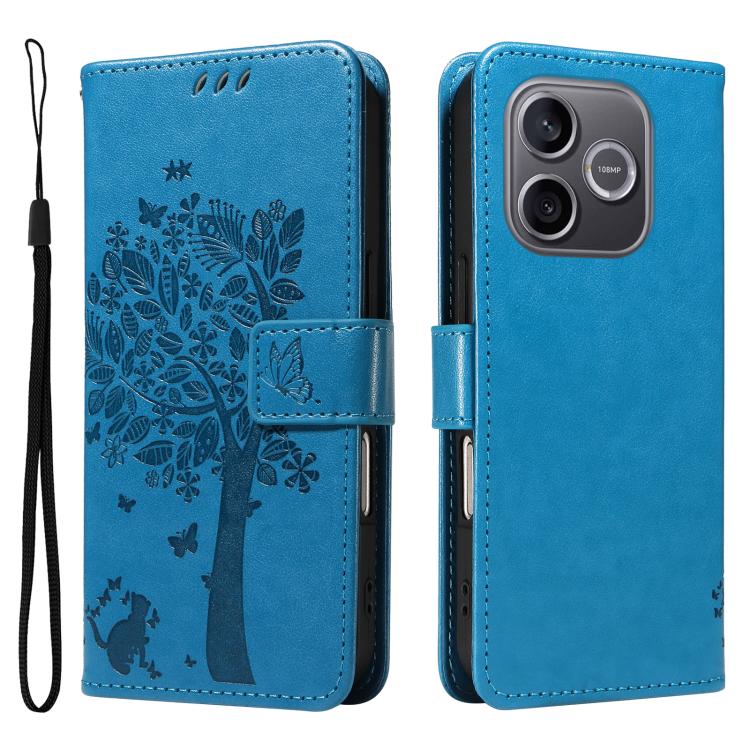For Honor 600 Lite Global Tree & Cat Embossed Pattern Flip Leather Phone Case
