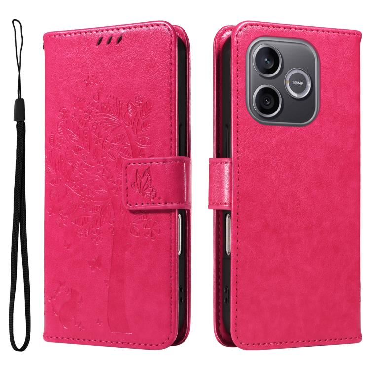 For Honor 600 Lite Global Tree & Cat Embossed Pattern Flip Leather Phone Case