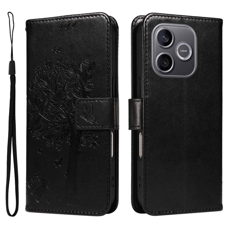 For Honor 600 Lite Global Tree & Cat Embossed Pattern Flip Leather Phone Case