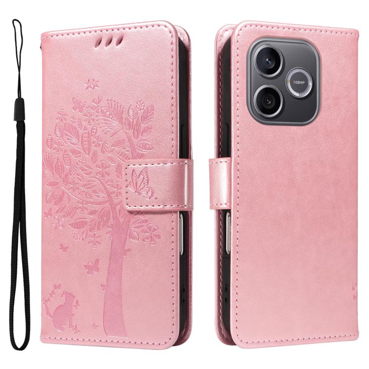 For Honor 600 Lite Global Tree & Cat Embossed Pattern Flip Leather Phone Case