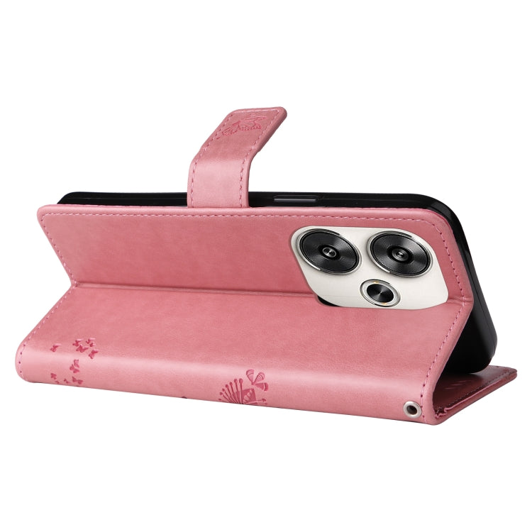 For Xiaomi Poco F6 Tree & Cat Embossed Pattern Flip Leather Phone Case