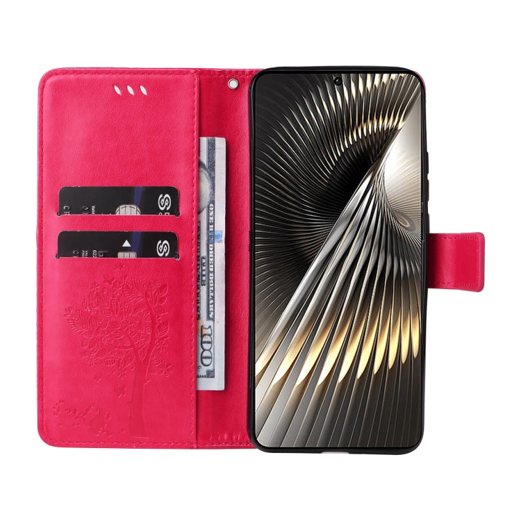 For Xiaomi Poco F6 Tree & Cat Embossed Pattern Flip Leather Phone Case