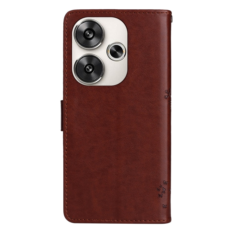 For Xiaomi Poco F6 Tree & Cat Embossed Pattern Flip Leather Phone Case