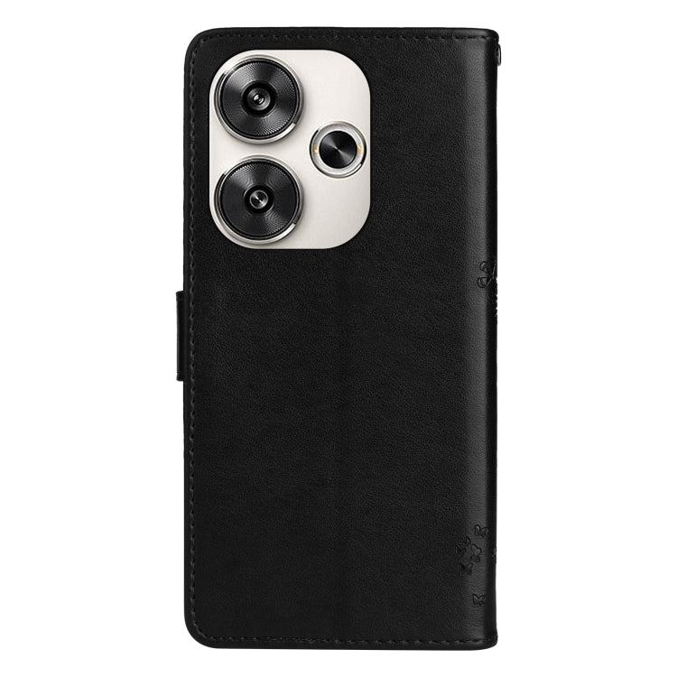 For Xiaomi Poco F6 Tree & Cat Embossed Pattern Flip Leather Phone Case