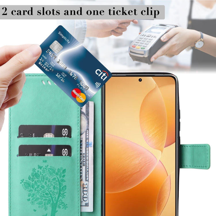 For Xiaomi 14T Pro Tree & Cat Embossed Pattern Flip Leather Phone Case