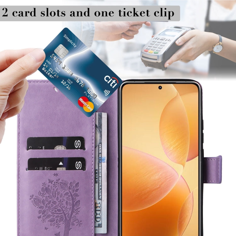 For Xiaomi 14T Pro Tree & Cat Embossed Pattern Flip Leather Phone Case