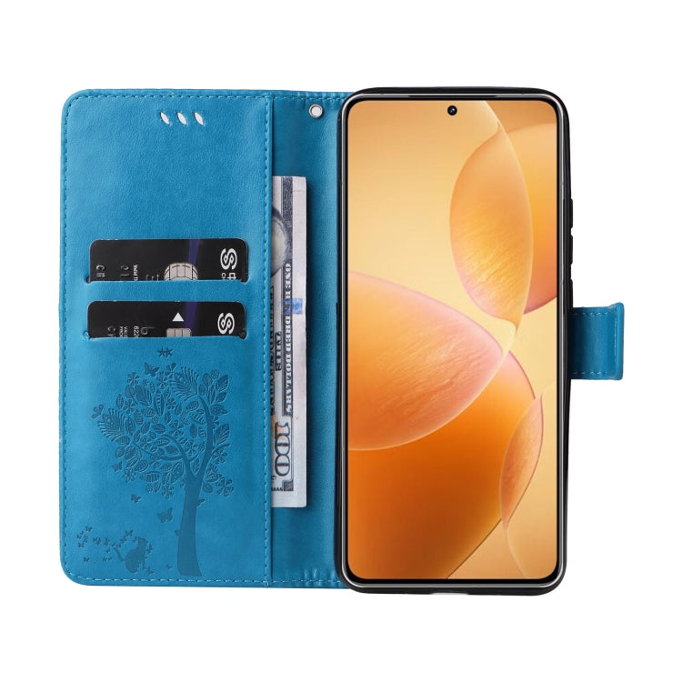 For Xiaomi 14T Pro Tree & Cat Embossed Pattern Flip Leather Phone Case