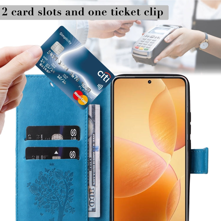 For Xiaomi 14T Pro Tree & Cat Embossed Pattern Flip Leather Phone Case