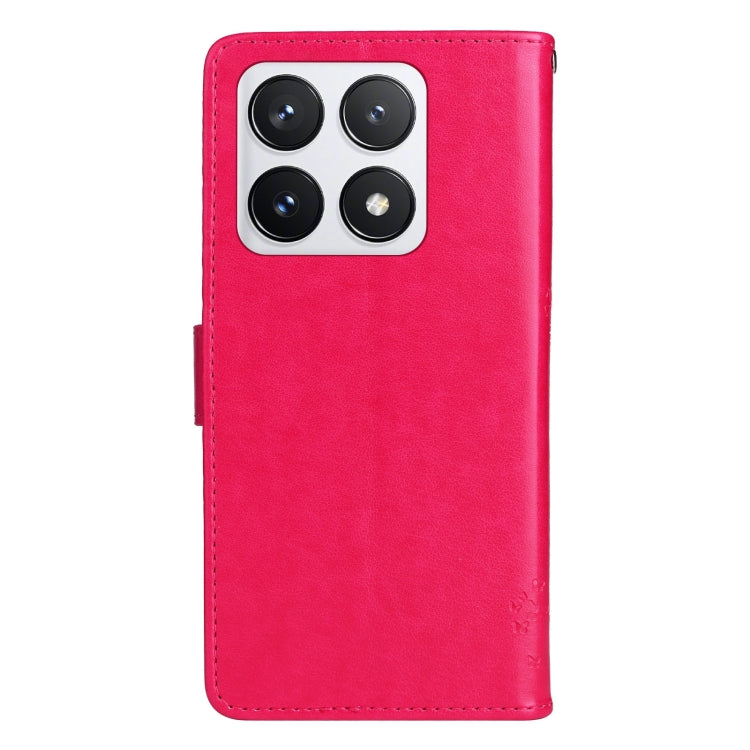 For Xiaomi 14T Pro Tree & Cat Embossed Pattern Flip Leather Phone Case