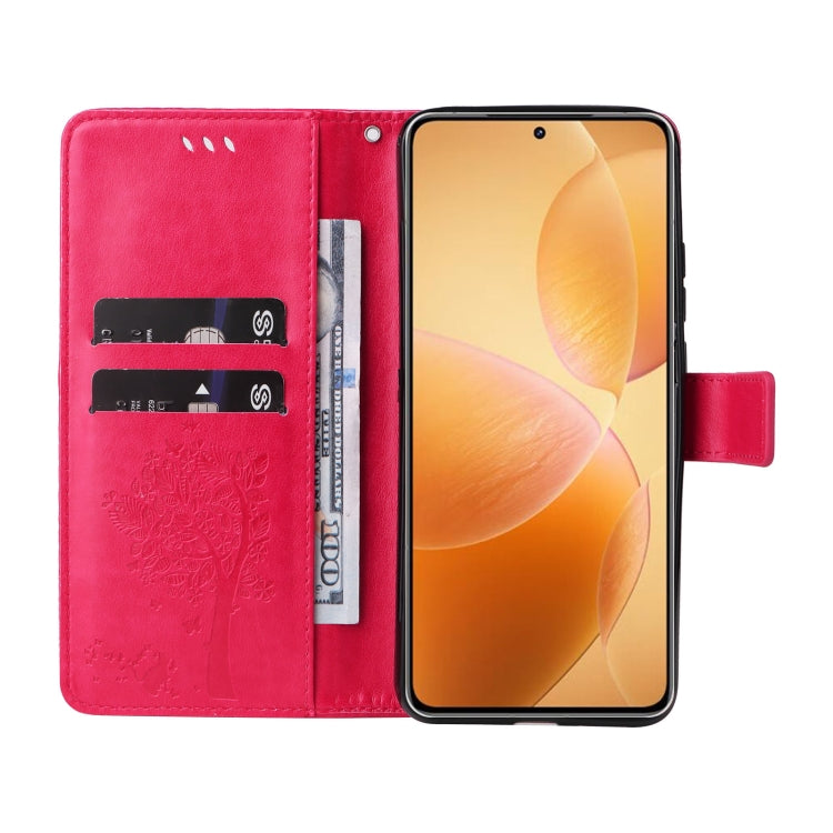 For Xiaomi 14T Pro Tree & Cat Embossed Pattern Flip Leather Phone Case