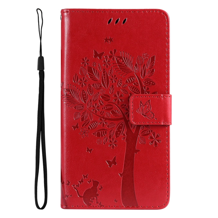 For Xiaomi 14T Pro Tree & Cat Embossed Pattern Flip Leather Phone Case