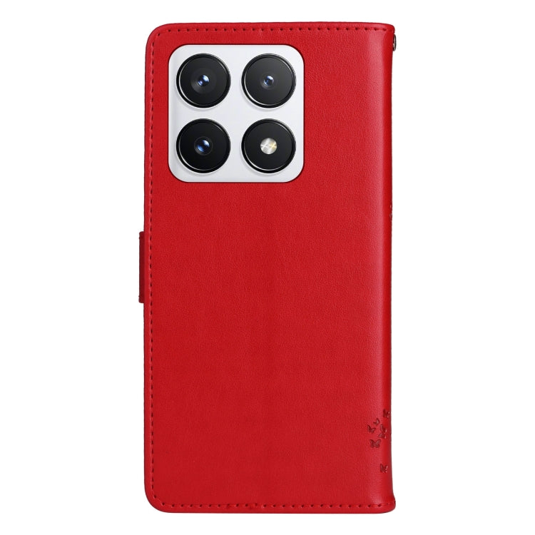 For Xiaomi 14T Pro Tree & Cat Embossed Pattern Flip Leather Phone Case