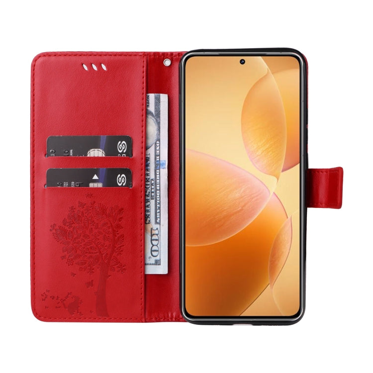 For Xiaomi 14T Pro Tree & Cat Embossed Pattern Flip Leather Phone Case