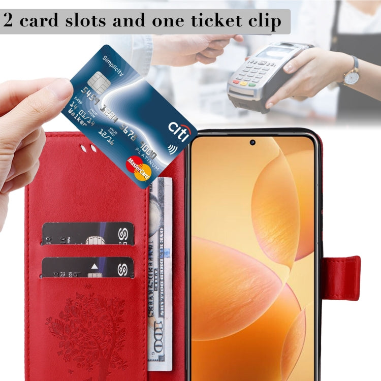 For Xiaomi 14T Pro Tree & Cat Embossed Pattern Flip Leather Phone Case