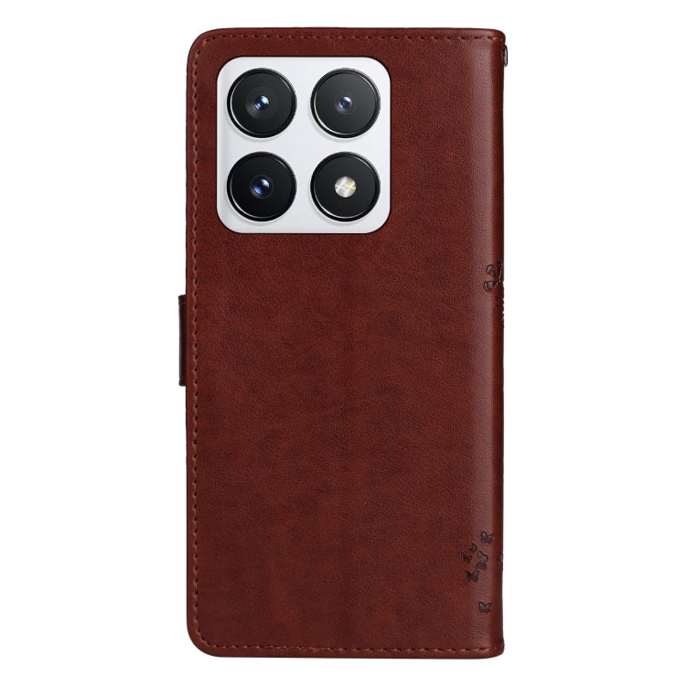 For Xiaomi 14T Pro Tree & Cat Embossed Pattern Flip Leather Phone Case