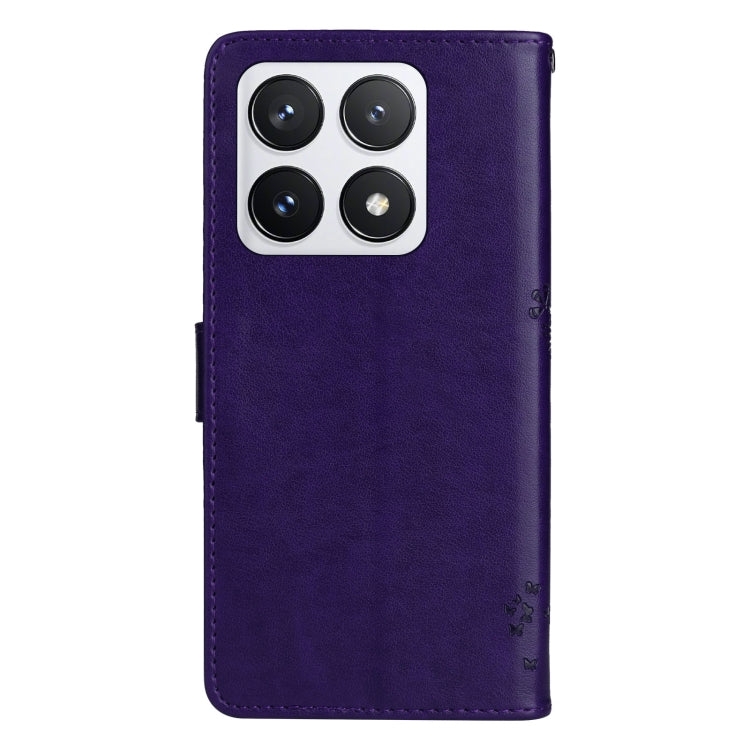 For Xiaomi 14T Pro Tree & Cat Embossed Pattern Flip Leather Phone Case