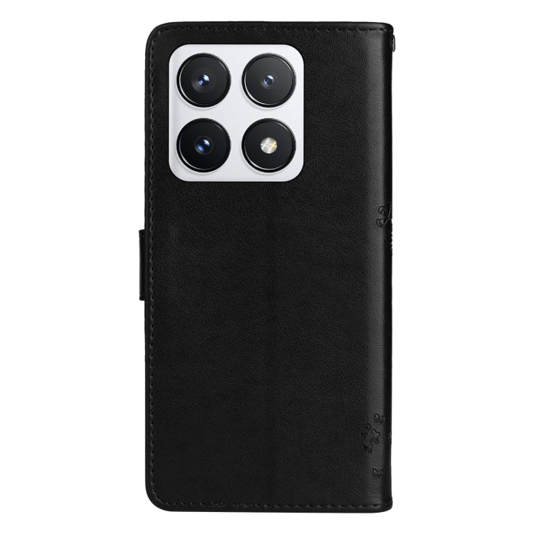For Xiaomi 14T Pro Tree & Cat Embossed Pattern Flip Leather Phone Case