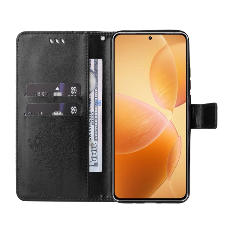 For Xiaomi 14T Pro Tree & Cat Embossed Pattern Flip Leather Phone Case