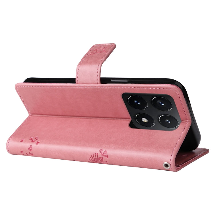 For Xiaomi 14T Tree & Cat Embossed Pattern Flip Leather Phone Case