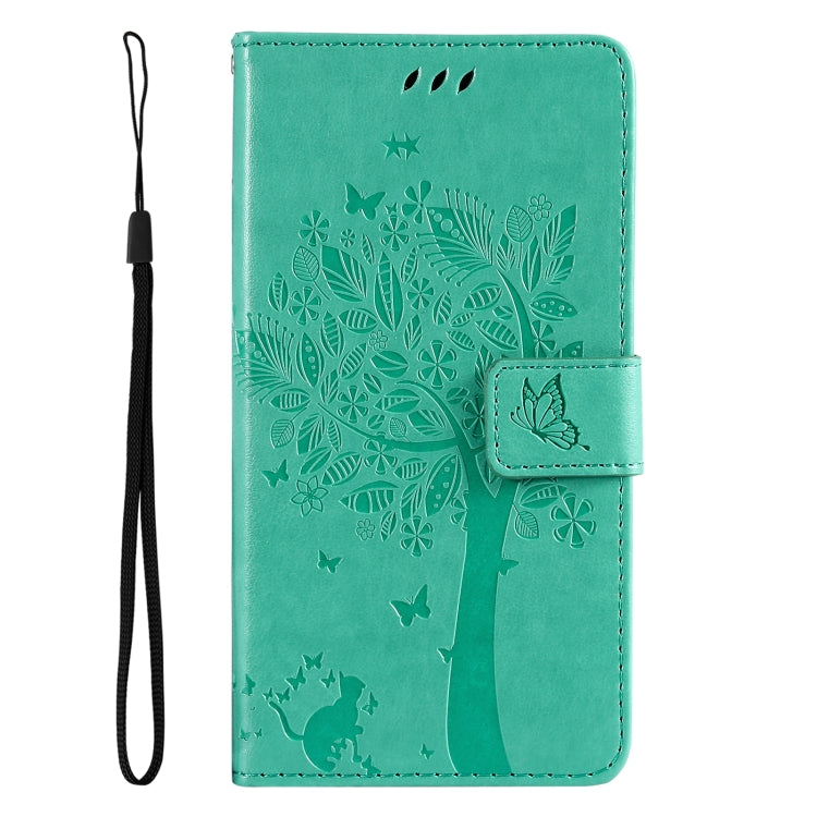 For Xiaomi 14T Tree & Cat Embossed Pattern Flip Leather Phone Case