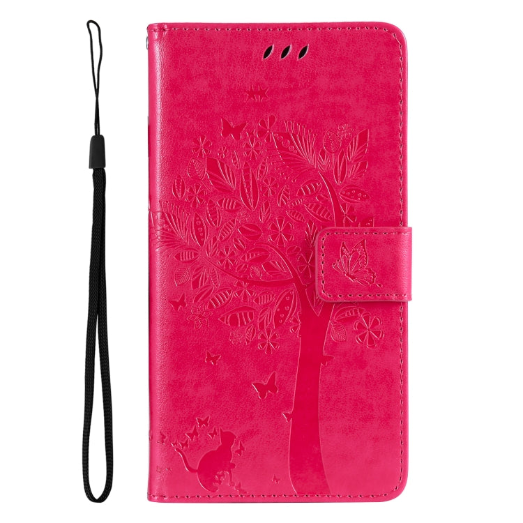 For Xiaomi 14T Tree & Cat Embossed Pattern Flip Leather Phone Case