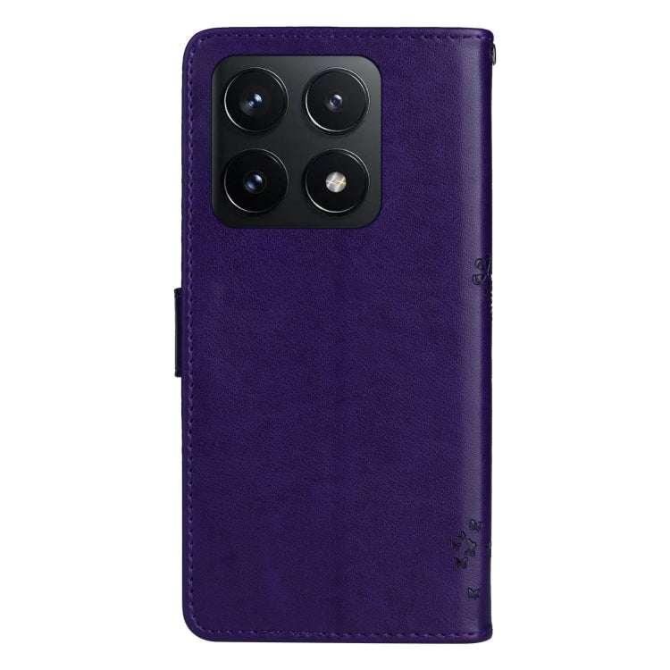 For Xiaomi 14T Tree & Cat Embossed Pattern Flip Leather Phone Case