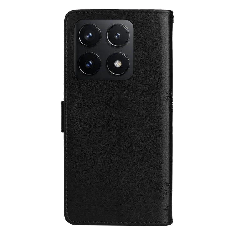 For Xiaomi 14T Tree & Cat Embossed Pattern Flip Leather Phone Case
