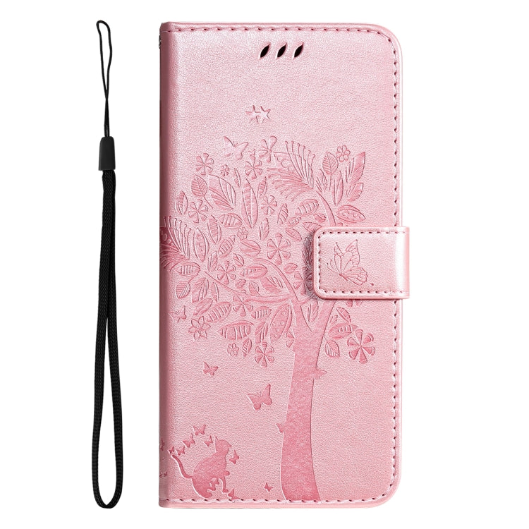 For Xiaomi 14T Tree & Cat Embossed Pattern Flip Leather Phone Case