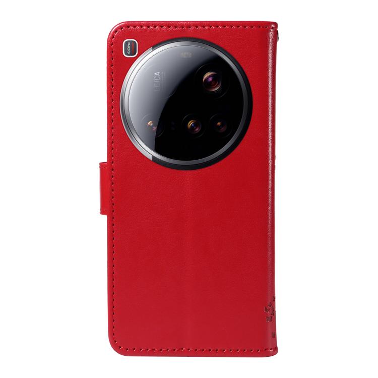 For Xiaomi 15 Ultra 5G Global Tree & Cat Embossed Pattern Flip Leather Phone Case