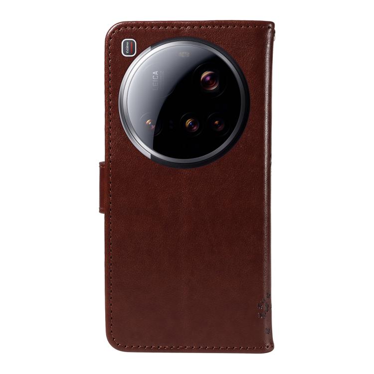 For Xiaomi 15 Ultra 5G Global Tree & Cat Embossed Pattern Flip Leather Phone Case