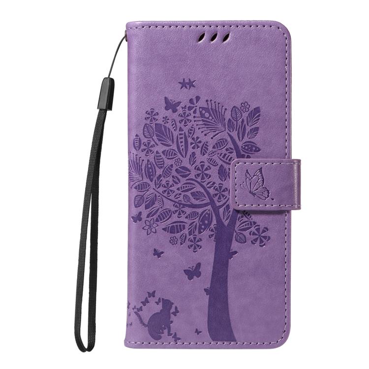For Xiaomi 15 Ultra 5G Global Tree & Cat Embossed Pattern Flip Leather Phone Case