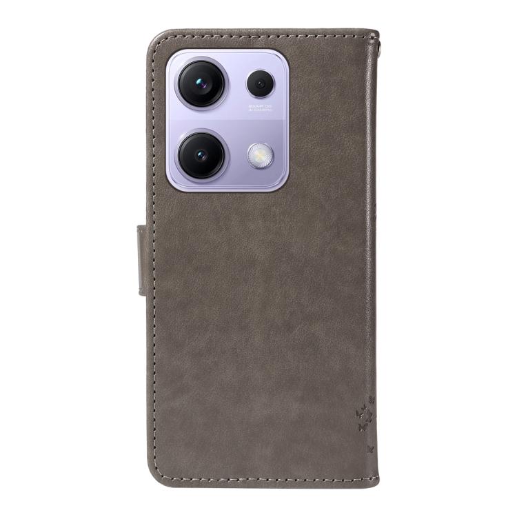 For Xiaomi Poco M6 Pro 4G Global Tree & Cat Embossed Pattern Flip Leather Phone Case