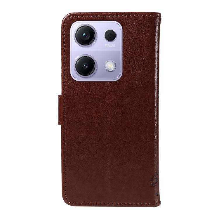 For Xiaomi Poco M6 Pro 4G Global Tree & Cat Embossed Pattern Flip Leather Phone Case