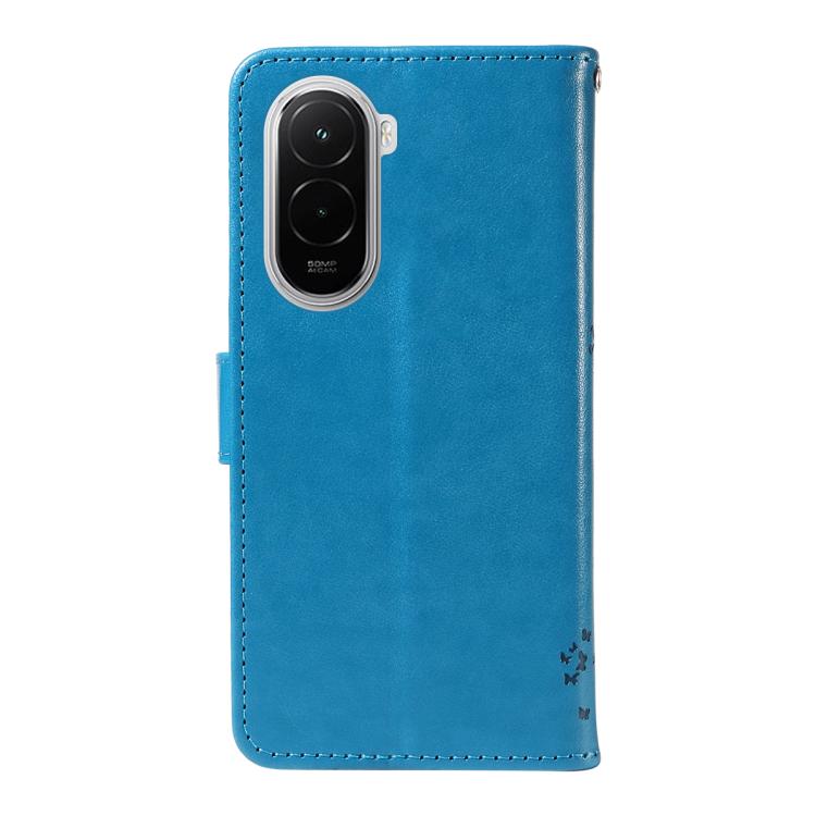For Xiaomi Poco M7 4G 169mm Tree & Cat Embossed Pattern Flip Leather Phone Case