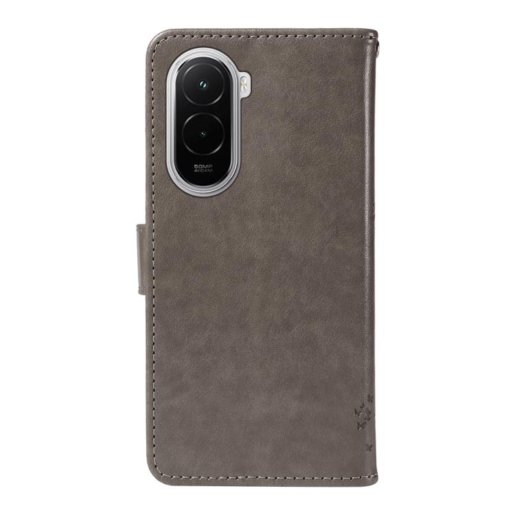 For Xiaomi Poco M7 4G 169mm Tree & Cat Embossed Pattern Flip Leather Phone Case