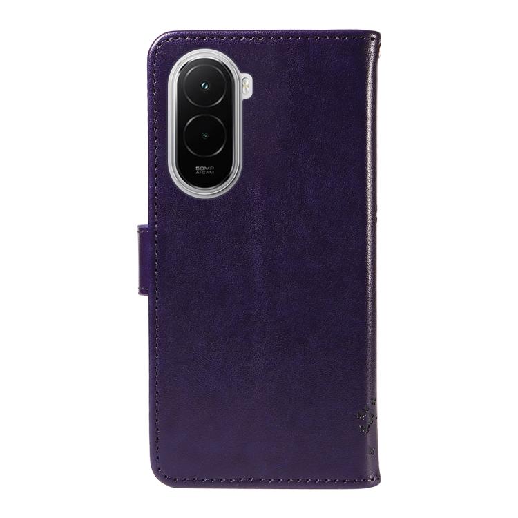 For Xiaomi Poco M7 4G 169mm Tree & Cat Embossed Pattern Flip Leather Phone Case