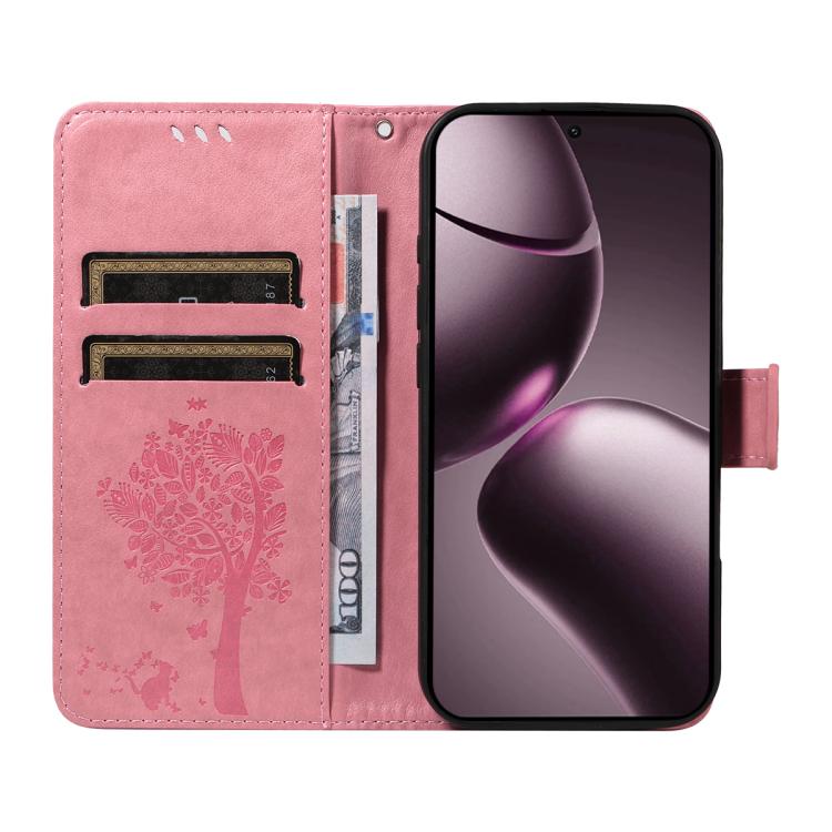 For Xiaomi 15T 5G Tree & Cat Embossed Pattern Flip Leather Phone Case