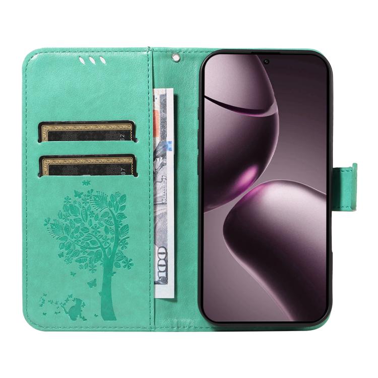 For Xiaomi 15T 5G Tree & Cat Embossed Pattern Flip Leather Phone Case