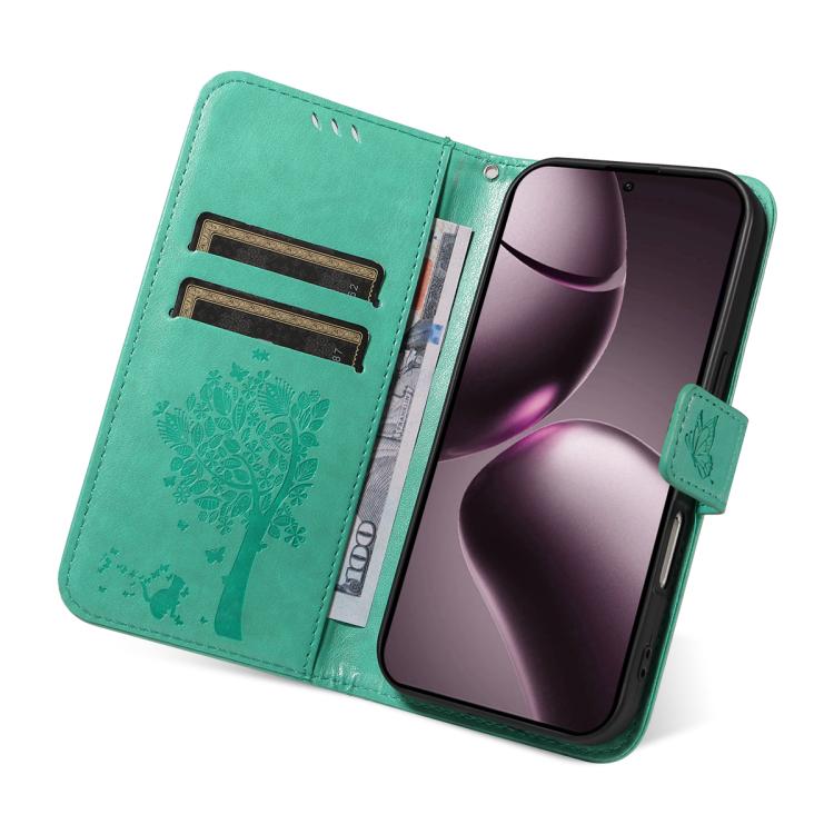 For Xiaomi 15T 5G Tree & Cat Embossed Pattern Flip Leather Phone Case