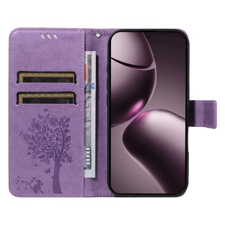 For Xiaomi 15T 5G Tree & Cat Embossed Pattern Flip Leather Phone Case