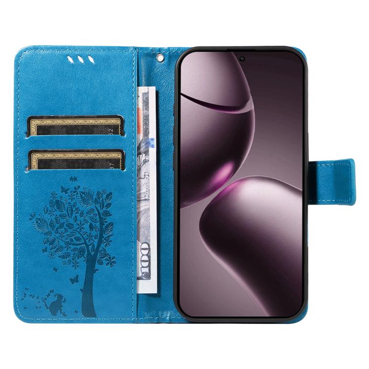 For Xiaomi 15T 5G Tree & Cat Embossed Pattern Flip Leather Phone Case