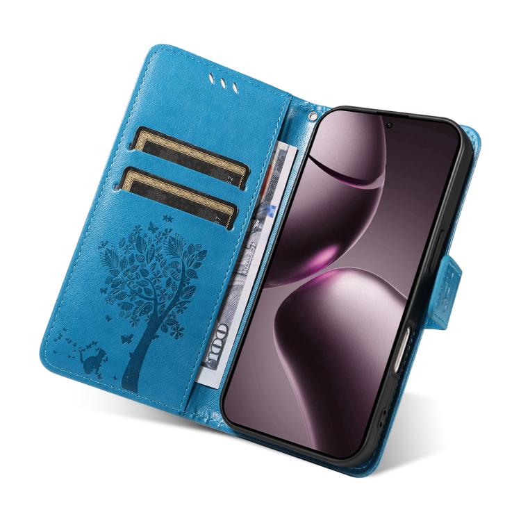 For Xiaomi 15T 5G Tree & Cat Embossed Pattern Flip Leather Phone Case