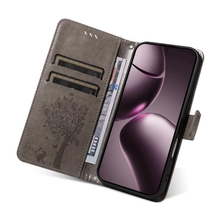 For Xiaomi 15T 5G Tree & Cat Embossed Pattern Flip Leather Phone Case