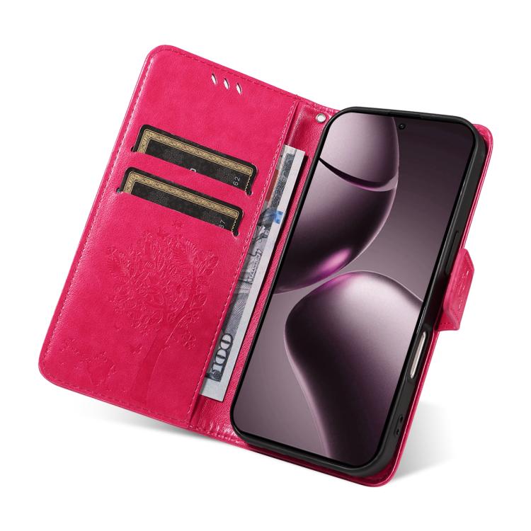 For Xiaomi 15T 5G Tree & Cat Embossed Pattern Flip Leather Phone Case