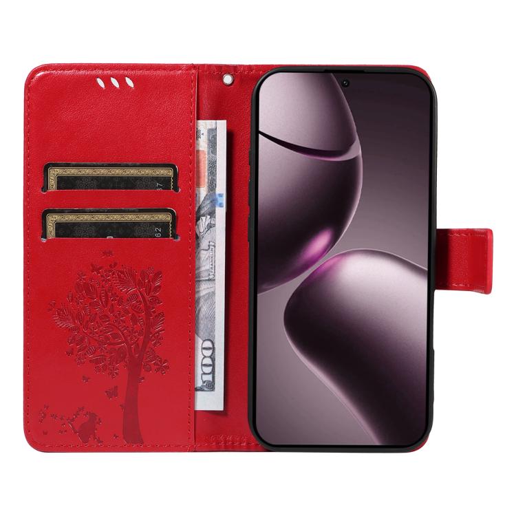 For Xiaomi 15T 5G Tree & Cat Embossed Pattern Flip Leather Phone Case