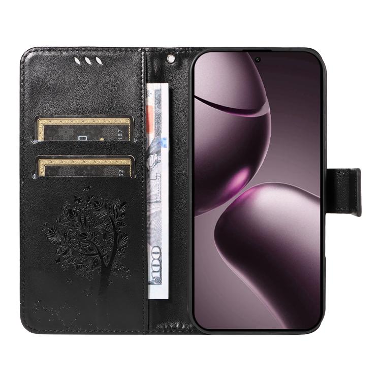For Xiaomi 15T 5G Tree & Cat Embossed Pattern Flip Leather Phone Case